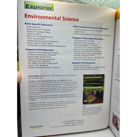 Prentice Hall SCIENCE EXPLORER Environmental Science Textbook (Bx X) - Picture 6 of 7